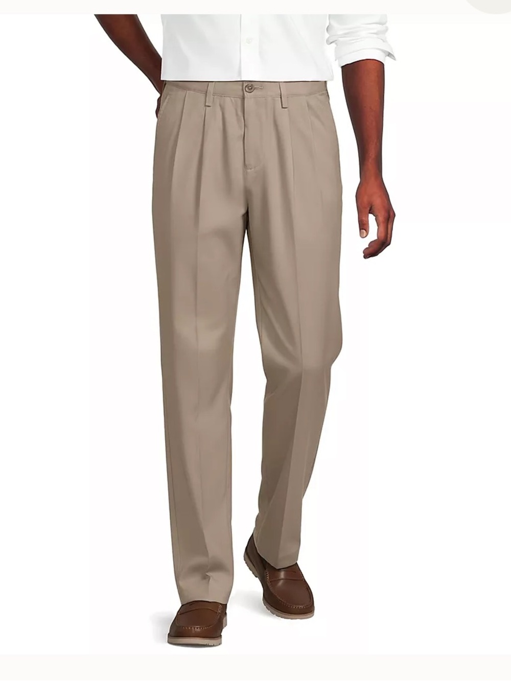 Lands End No Iron Men’s Pleated Traditional Fit Comfort Waist BIG&TALL 44/34 NWT